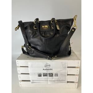 COACH 12935 LARGE SMOOTH BLACK LEATHER CROSSBODY BAG